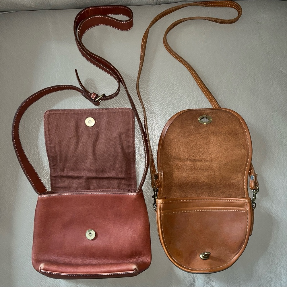 2 Leather Purses/ JG Hook & Unbranded Crossbody caramel/ brown flap over Vintage - Picture 3 of 16